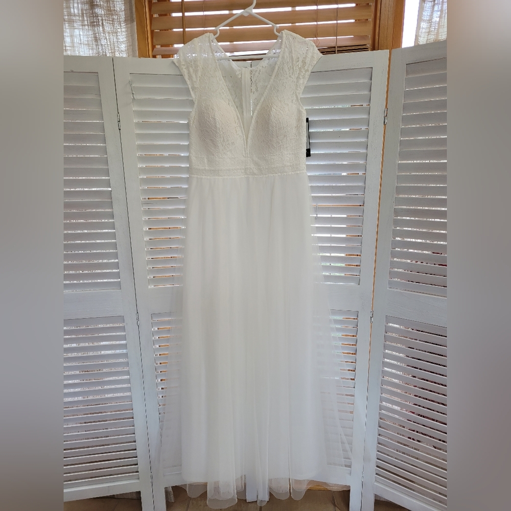 Ever Pretty Elegant Cap Sleeves Casual Applique Wedding Dress Size US 14